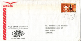 Rwanda Air Mail Cover Sent To Denmark With A SCOUT SCOUTING Stamp The Stamp Is Missing A Corner - Cartas & Documentos