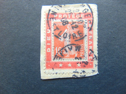 Original Porte-timbre Avec La Semeuse Camée 10c Rouge N°. 138 Sur Fragment Ayant Circulé - Used Stamps