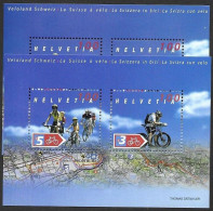 Switzerland Suisse Schweiz 2004 Veloland Bicycle Velo FARBENABART KÖNIGSBLAU SBK 1118 Mi. Bl. 35 ** MNH Postfr. - Errors & Oddities