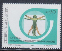 Argentina 1987 - El Correo, Un Medio Para Comunicarse Y Prevenir Adicciones - Ongebruikt