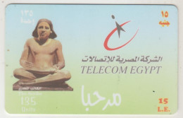 EGYPT - The Scribe (full Image) LE15 (red), Telecom Egypt Prepaid Card ,135 U, Used - Egypte
