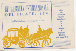 CARTOLINA COMMEMORATIVA 1954 ITALIA III GIORNATA DEL FILATELISTA Italy Postcard ITALIEN Ansichtskarten Carte Postale - Betogingen
