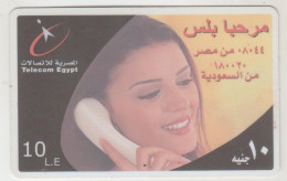 EGYPT - 10LE Lady (border) Red Text Reverse CN Down, Telecom Egypt Prepaid Card , Used - Aegypten