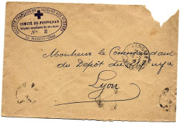 Enveloppe Oblit PERPIGNAN 1915 + Cachet  " Societe Francaise... Comité De PERPIGNAN Hopital ....  " - Guerre De 1914-18