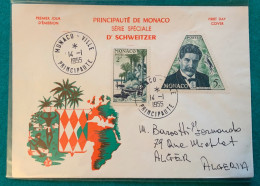 MONACO - SERIE SPECIALE D' SCHWEITZER  - MONACO VILLE 14/1/55 - F.D.C. - Cartas & Documentos
