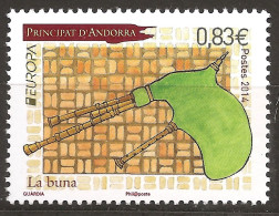 Andorre Français 2014 N° 752 ** Musique, Europa, Emission Conjointe, Instrument, La Buna, Cornemuse, El Buner D'Ordino - Neufs