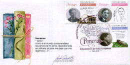 Lote 2022-18F, Colombia, 2022, 3 SPD-FDC, Personajes Colombianos I, Personage, Insect, Writer, Bird - Colombie