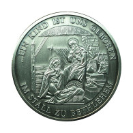 Germany Medal Birth Of Jesus Christ Bethlehem 40mm Silver Plated Cross 01127 - Andere & Zonder Classificatie