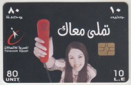 EGYPT - Girl & Phone, Chip: GEM5 (Red), Telecom Egypt ,10 LE , Used - Aegypten