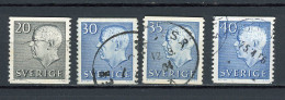 SUÈDE: GUSTAVE VI N° Yvert 462+464+467+470 Obli. - Used Stamps