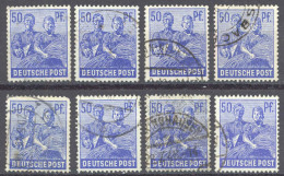 Germany Sc# 569 Used Lot/8 1948 50pf Reaping Wheat - Afgestempeld