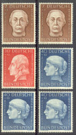 Germany Sc# B338-B341 (Assorted) Mint Lot/6 (no Gum) 1954 Portraits - Ungebraucht