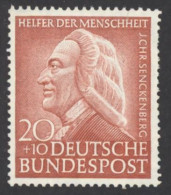 Germany Sc# B336 Mint (no Gum) 1953 20+10pf Dr. Johann Christian Senckenberg - Ungebraucht