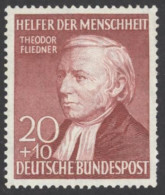 Germany Sc# B329 MNH 1952 20+10pf Theodor Fliedner - Ungebraucht