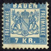 Germany Baden Sc# 28 MH 1868 7kr Dull Blue Coat Of Arms - Nuevos