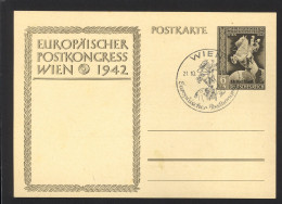 Germany Mi P294b FD Postkarte (b) (HG# 306a) 1942 Europaischer Postkongress Wein - Cartoline - Usati