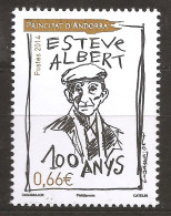 Andorre Français 2014 N° 761 ** Estève Albert, Ecrivain, Littérature, Démographie, Josep Pons, Béret, Portrait, Croquis - Ungebraucht