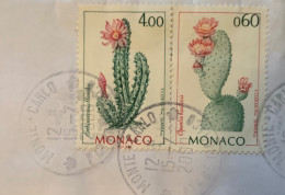 MONACO -  PIANTE GRASSE - CACTUS - DUE V ALORI SU BUSTA - Cartas & Documentos