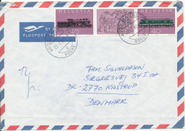 Switzerland Air Mail Cover Sent To Denmark Basel 27-7-1982 Topic Stamps Locomotives - Storia Postale