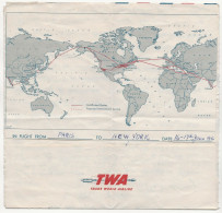 TWA 1946 Aerogramme US To Bern Switzerland In Flight From PARIS To NEW YORK Certificated Routes Trans World Airline - Brieven En Documenten