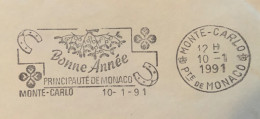 MONACO - PRINCIPATO DI MONACO  BONNE ANNEE 10/1/91  - Annullo A Terghetta Su Busta - Lettres & Documents