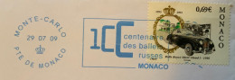 MONACO - 1 CC CENTENAIRE DES BALLETT RUSSES    - Annullo A Terghetta Su Busta - Lettres & Documents