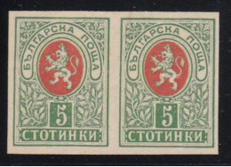 ERROR/Small Lion/PAIR/ Red Center/ IMP. /Mi: 31/ Bulgaria 1889 - Variedades Y Curiosidades