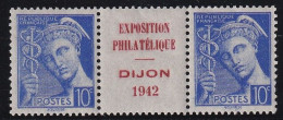 France N°407 - Paire Interpanneau Repiquage De Dijon - Neuf ** Sans Charnière - TB - Unused Stamps