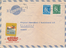 Finland Air Mail Cover Sent To Denmark 23-12-1952 Lion Stamps + Christmas Seal - Storia Postale