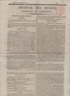 JOURNAL DES DEBATS 27 7 1816 - FRANCFORT - MATHEMATICIEN LAGRANGE - ST DENIS - ABATTOIR MONTMARTRE - EXILES BONAPARTISME - 1800 - 1849