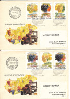 Hungary FDC 31-8-1990 Fruits Grapes Complete Set Of 6 On 2 Covers With Cachet Sent To Sweden - FDC