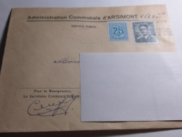 1,50fr Lunettes Sur Lettre Administration Communale D'Arsimont. - 1953-1972 Lunettes