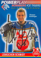 Autogramm Eishockey AK Thomas Greilinger Nürnberg Ice Tigers 01-02 Deggendorf Adler Mannheim ERC Ingolstadt ESC München - Winter Sports