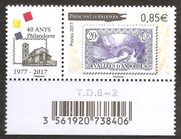 Andorre Français 2017 N° 795 ** Philandorre, Philatélie, Timbre Sur Timbre, Pont Collection Eglise Sant Joan De Caselles - Ungebraucht