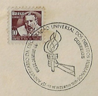 Brazil 1963 Cover Commemorative Cancel 15th Anniversary Of The Universal Declaration Of Human Rights Arm And Torch - Briefe U. Dokumente