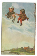 Wally Fialkowska  Couple D'Enfants Sur Fils Téléphoniques  Carte A.V. N° 1013  H737 - Fialkowska, Wally