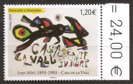 Andorre Français 2018 N° 812 ** Art, Tableau, Peinture, Joan Miró, La Casa De La Vall, Surréalisme, Catalogne, Pinceau - Ungebraucht