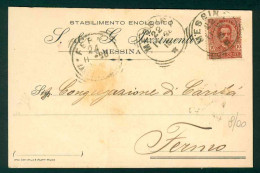 BB033 - STABILIMENTO ENOLOGICO PIZZIMENTI MESSINA 1898 CARTOLINA COMMERCIALE PER FERMO - Marchands