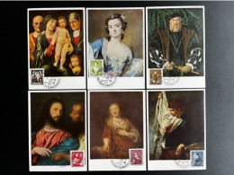 EAST GERMANY DDR 1957 SET OF 6 MAXIMUM CARDS PAINTINGS MI 586/591 26-06-1957 OOST DUITSLAND - Maximum Cards