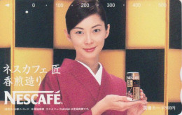 Carte Prépayée JAPON - Femme Geisha Pub CAFE NESCAFE  - GIRL COFFEE Avv. JAPAN Prepaid Tosho Card - Frau Karte - 10156 - Personaggi