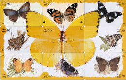 PUZZLE DE 9 TARJETAS DE EMIRATOS ARABES DE MARIPOSAS (MARIPOSA-BUTTERFLY) - Papillons