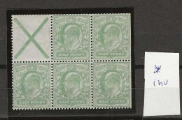 1902 MH Great Britain SG 218bw Booklet Pane - Unused Stamps