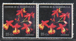 EL SALVADOR 1976 AEREO AIR POST MAIL AIRMAIL FLORA FLOWERS ORCHIDS EPIDENDRUM VITELLINUM ORCHID 25c MNH - Salvador