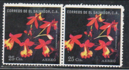 EL SALVADOR 1976 AEREO AIR POST MAIL AIRMAIL FLORA FLOWERS ORCHIDS EPIDENDRUM VITELLINUM ORCHID 25c MNH - Salvador