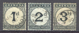 Grenada Sc# J1-J3 Used 1892 Postage Due - Grenada (...-1974)