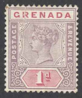 Grenada Sc# 40 MH 1895-1899 1p Lilac & Carmine Rose Queen Victoria - Grenada (...-1974)