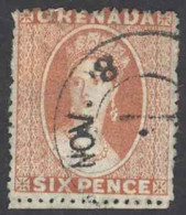 Grenada Sc# 7 Used (a) Perf 14 1873 6p Queen Victoria - Granada (...-1974)