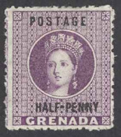 Grenada Sc# 8 MH (a) 1881 1/2p Purple Queen Victoria - Grenada (...-1974)
