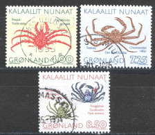 Greenland Sc# 256-258 Used 1993 4k-8.50k Crabs - Usati