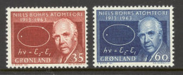 Greenland Sc# 66-67 MH 1963 35o-60o Niels Bohr And Atom Diagram - Unused Stamps